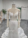 Classic Mermaid Long Sleeve Lace Wedding Dress,Sexy Sheer Lace Wedding Dress