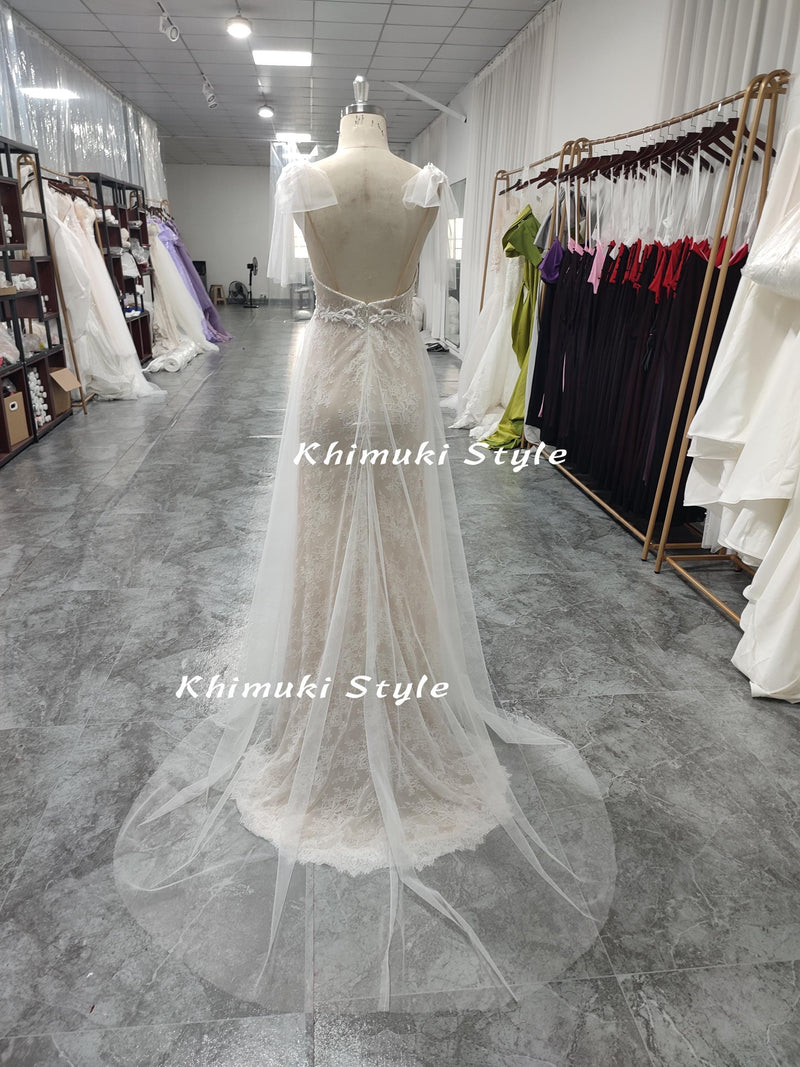 Sexy Slit Summer Wedding Dress,Informal Beach Wedding Dress