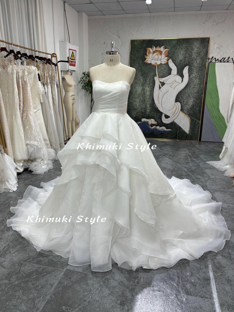 Ball Gown Strapless Tiered Skirt Wedding Dress