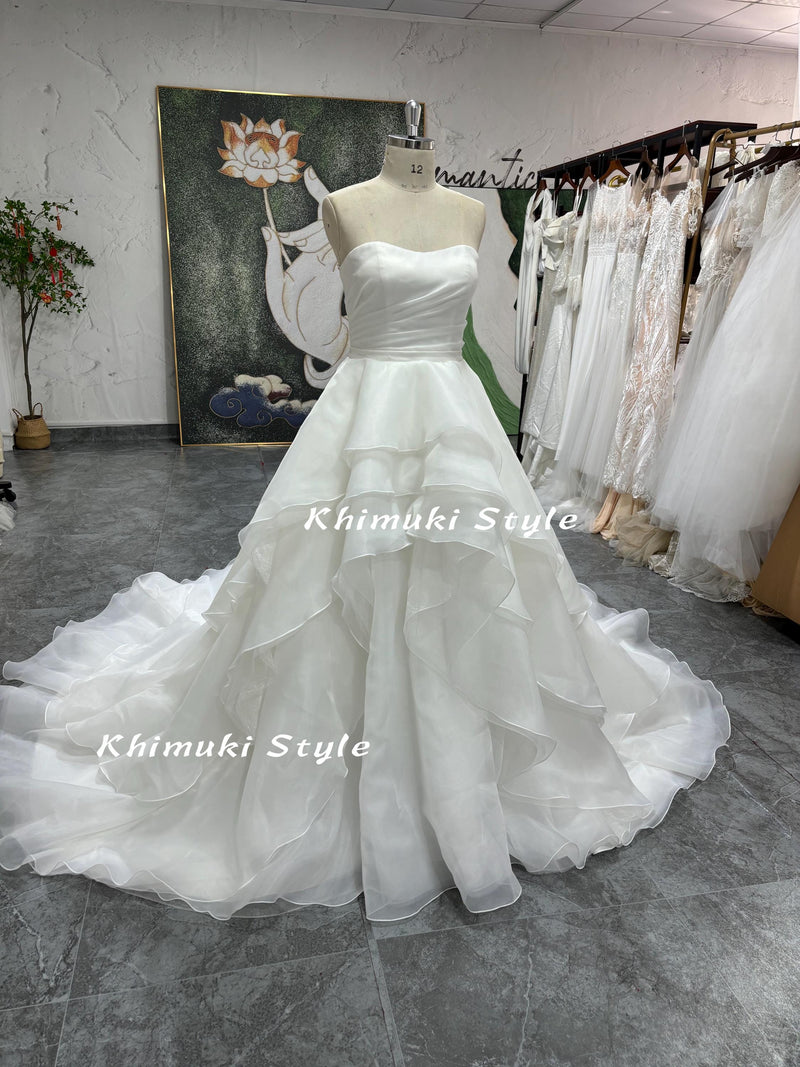 Ball Gown Strapless Tiered Skirt Wedding Dress