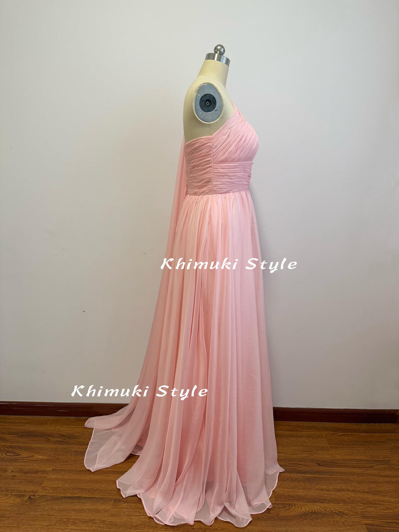 One Shoulder Pink Party Dress