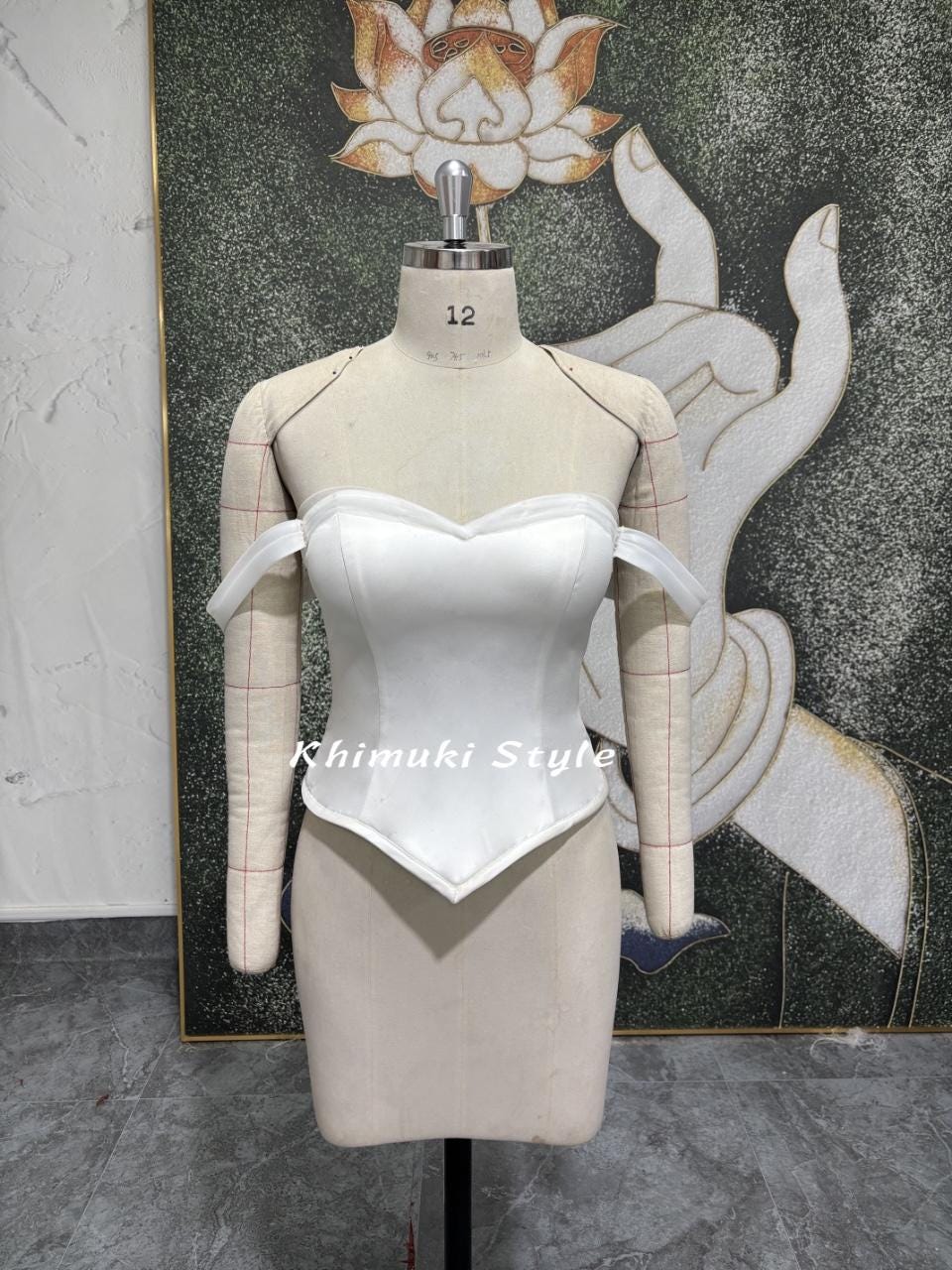 Two Pieces Wedding Dress,Off Shoulder Sleeve Ball Gown Wedding Dress