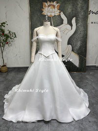 Two Pieces Wedding Dress,Off Shoulder Sleeve Ball Gown Wedding Dress