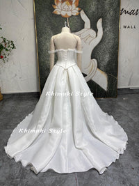 Two Pieces Wedding Dress,Off Shoulder Sleeve Ball Gown Wedding Dress