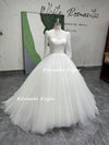 High Neck Long Sleeve Wedding Dress,Ball Gown Lace Wedding Dress