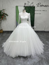High Neck Long Sleeve Wedding Dress,Ball Gown Lace Wedding Dress