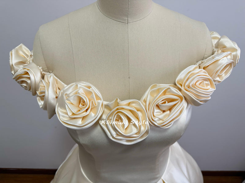 Vintage Wedding Dress,Off Shoulder Sleeve Wedding Dress