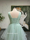 Tiered Skirt Sage Prom Dress,Plus Size Prom Dress