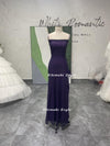 Sexy Slit Square Neckline Vintage Purple Prom Dress