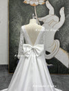 Long Sleeve V-back Boat-Neck Ivory Wedding Dress