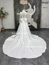 Long Sleeve V-back Boat-Neck Ivory Wedding Dress