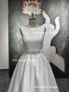 Ankle Length Ivory Satin Wedding Dress,Informal Vintage Wedding Dress