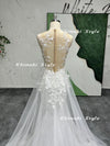 Hand Lace Wedding Gown,Luxury White Tulle Wedding Dress