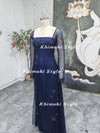 Long Sleeves Prom Dress,2000S Navy Blue Party Dress