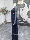 Long Sleeves Prom Dress,2000S Navy Blue Party Dress