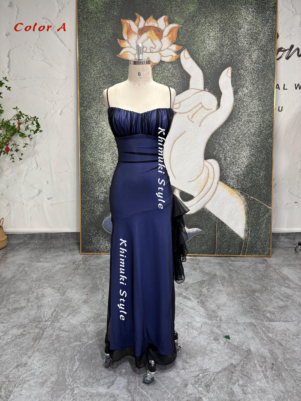 Black and Blue Prom Dress,Fit and Flare Party Dress,Custom Plus Size Party Dress