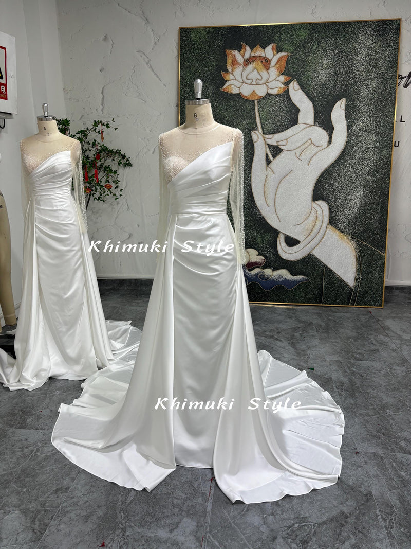 Long Sleeve Wedding Dress,Sexy Back Bridal Dress