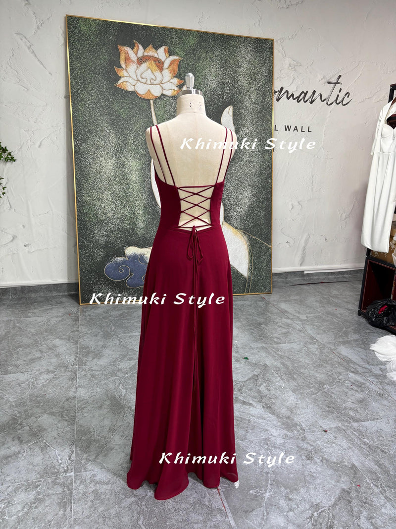 90S Party Dress,Vintage Burgundy Bridesmaid Dress, Sexy Back Party Dress