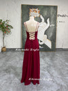 90S Party Dress,Vintage Burgundy Bridesmaid Dress, Sexy Back Party Dress