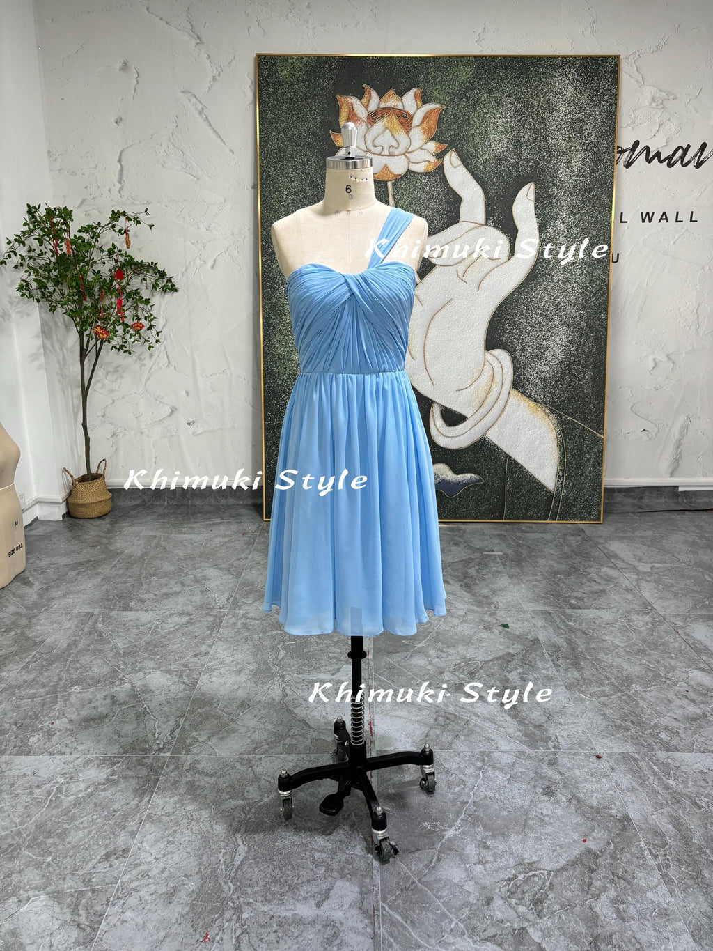 Knee Length Blue Bridesmaid Dress,Short Wedding Guest Dress
