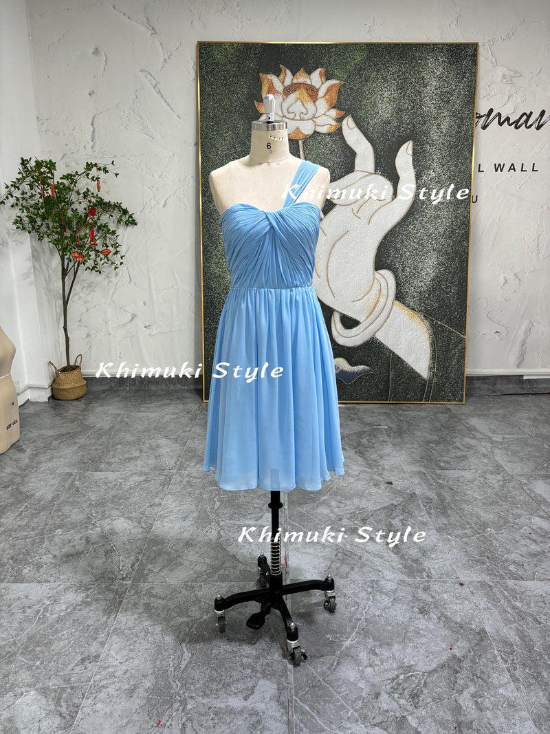 Knee Length Blue Bridesmaid Dress,Short Wedding Guest Dress