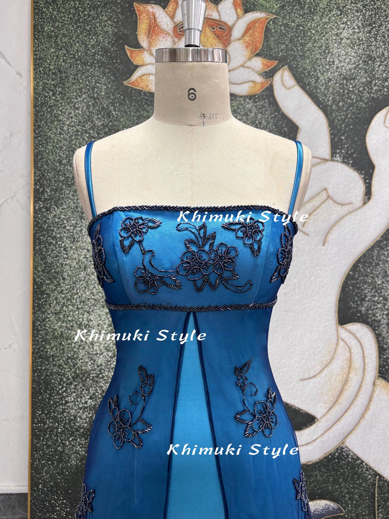 Gradient Prom Dress,2000S Blue Party Dress