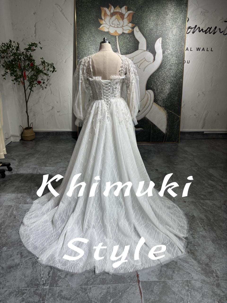 Long Sleeve Wedding Dress,Plus Size Wedding Dress,Sheer Wedding Dress