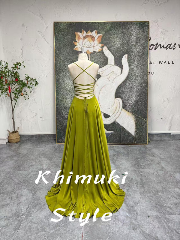 Sexy Slit V-neckline Party Dress, Lemon Prom Dress