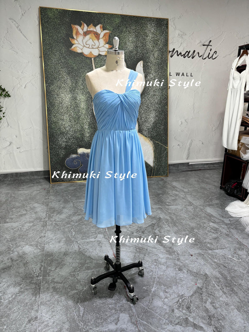 Knee Length Blue Bridesmaid Dress,Short Wedding Guest Dress