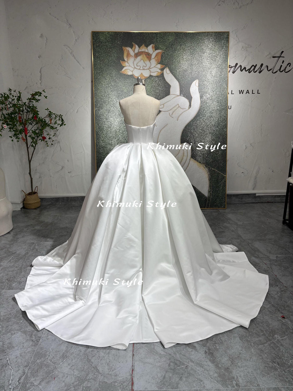 Ball Gown Ivory Satin Wedding Dress