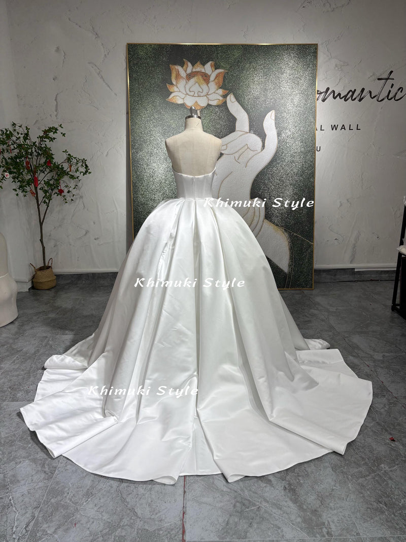 Ball Gown Ivory Satin Wedding Dress
