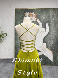 Sexy Slit V-neckline Party Dress, Lemon Prom Dress