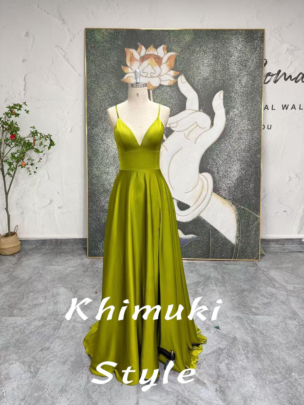 Sexy Slit V-neckline Party Dress, Lemon Prom Dress