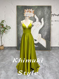 Sexy Slit V-neckline Party Dress, Lemon Prom Dress