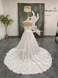 long train lace wedding dress
