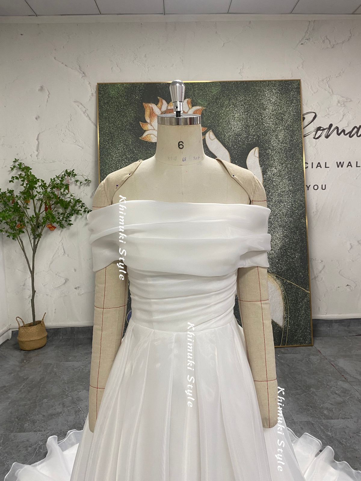 ivory organza wedding gown