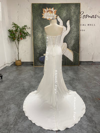 ivory satin wedding gown