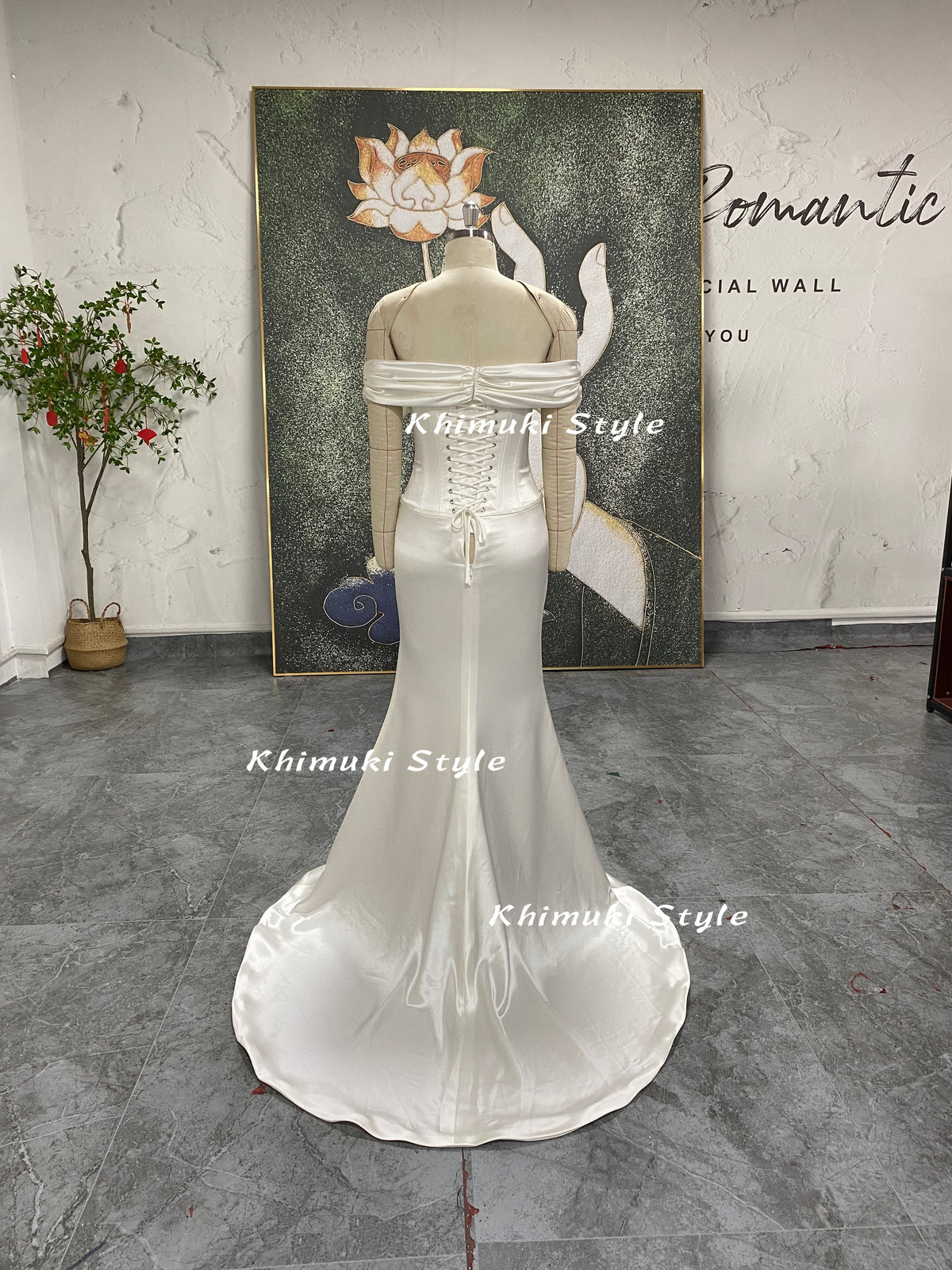 ivory soft satin wedding dress