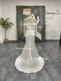 ivory soft satin wedding dress
