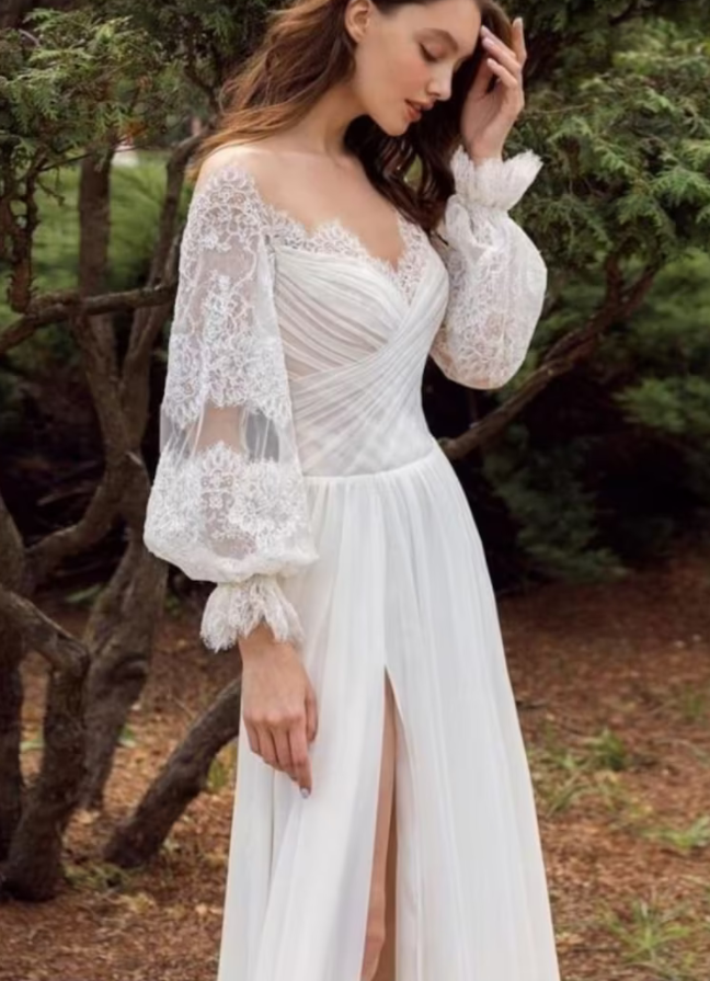 long sleeve boho wedding dress