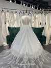 custom long train bridal dress