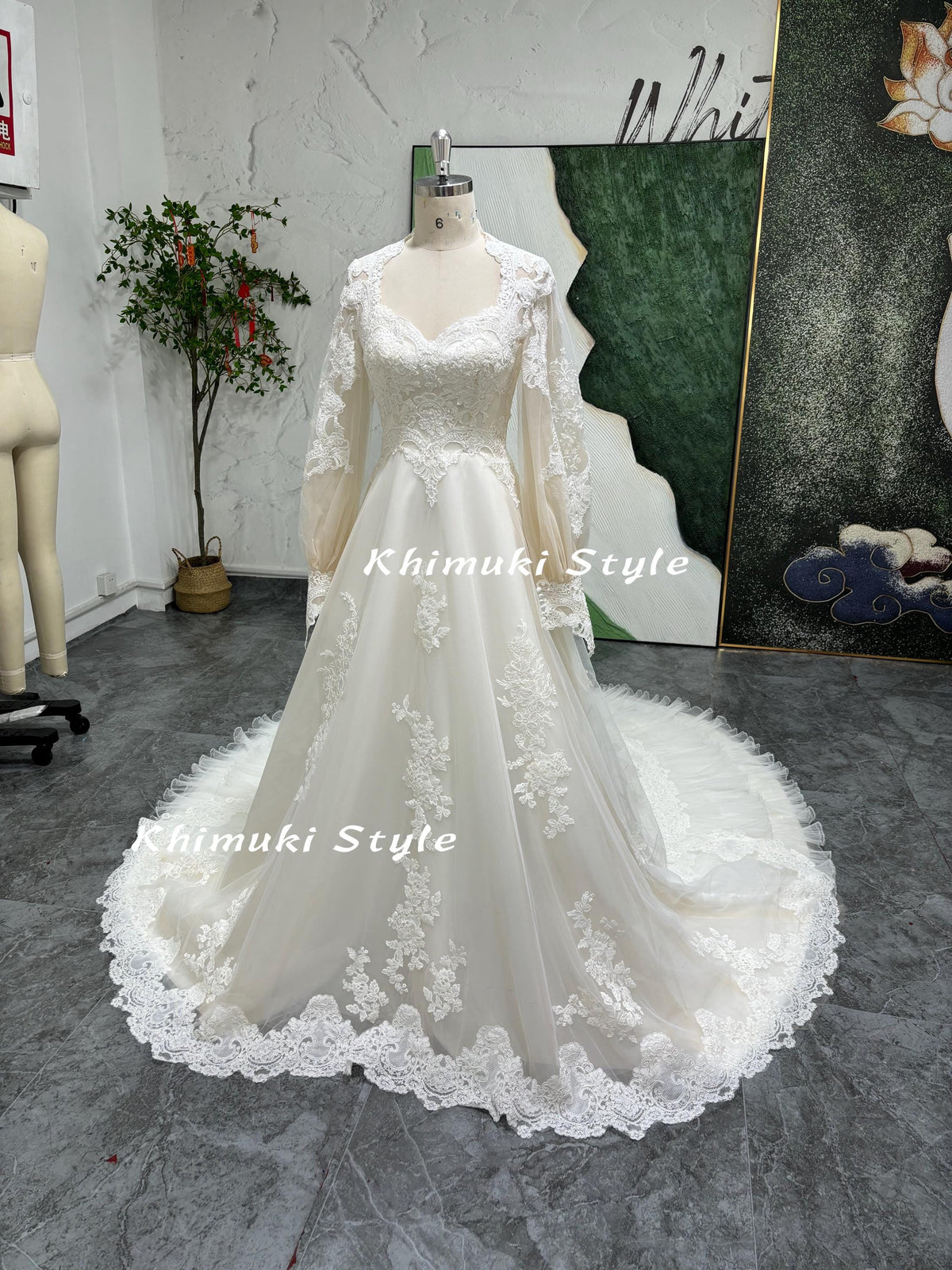 long sleeve lace wedding gown