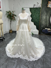 long sleeve lace wedding gown