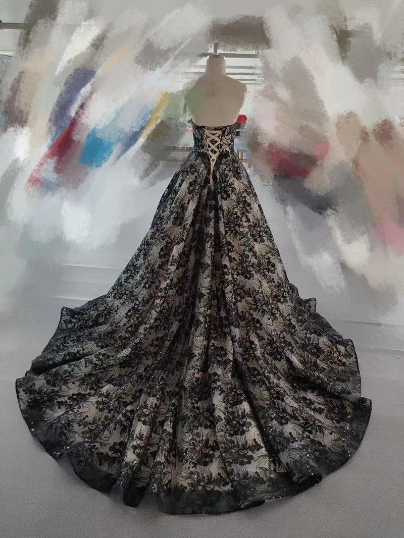 black lace wedding dress