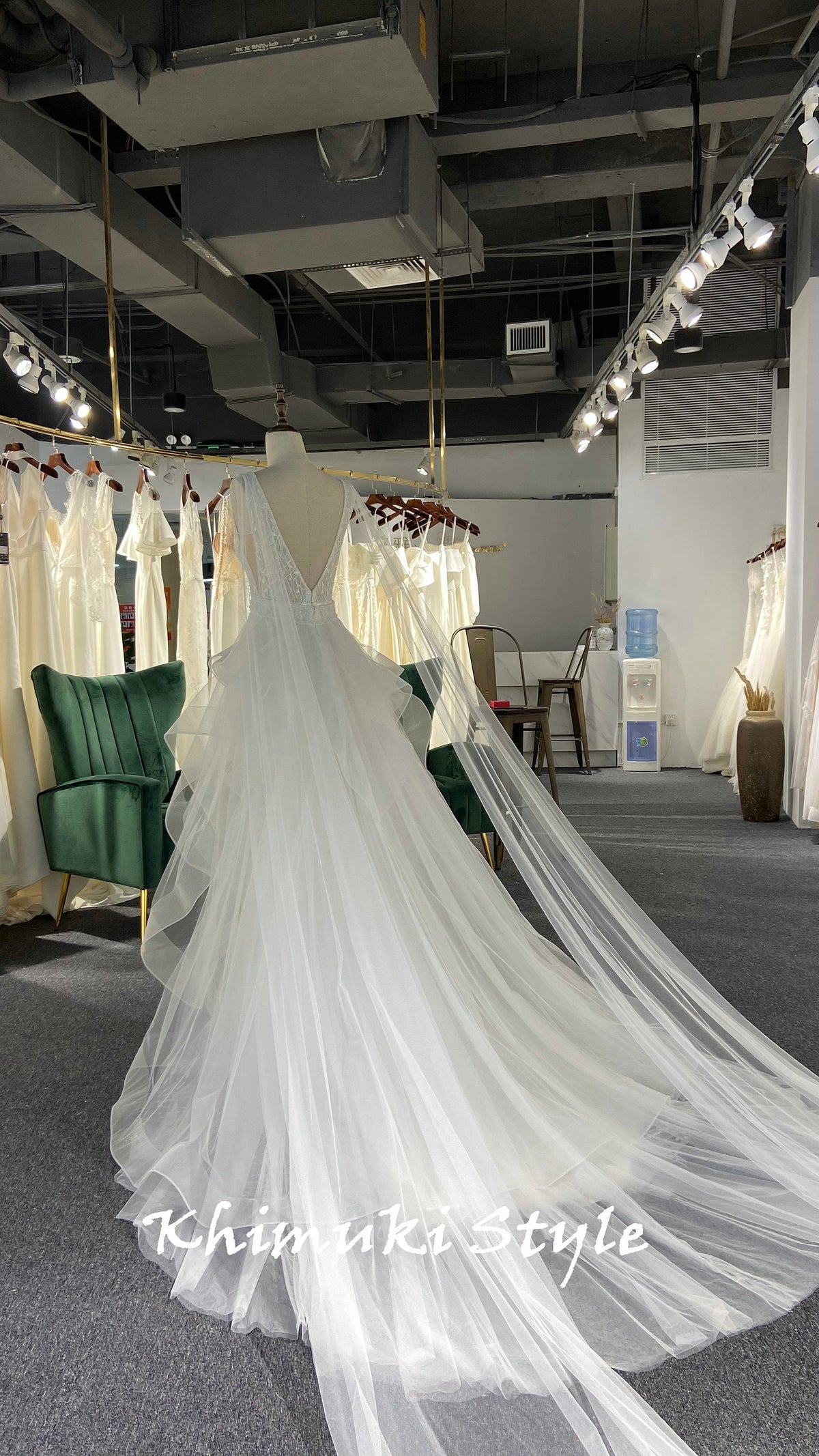 ivory wedding dress with tiered skirt