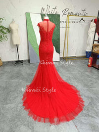 mermaid red bridal dress