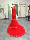 mermaid red bridal dress
