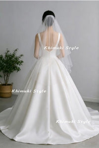 low back ivory wedding dress