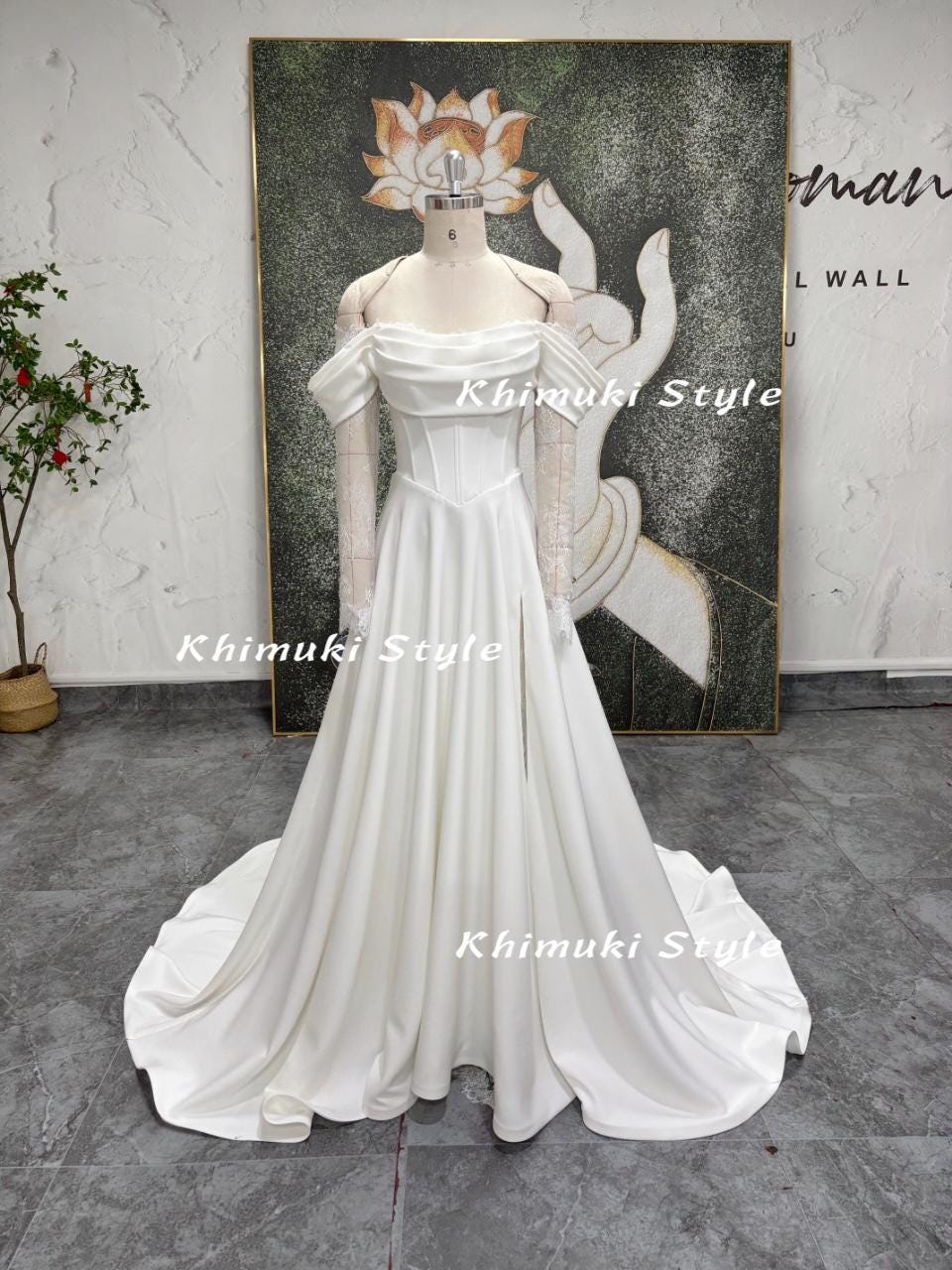 A-line ivory wedding dress
