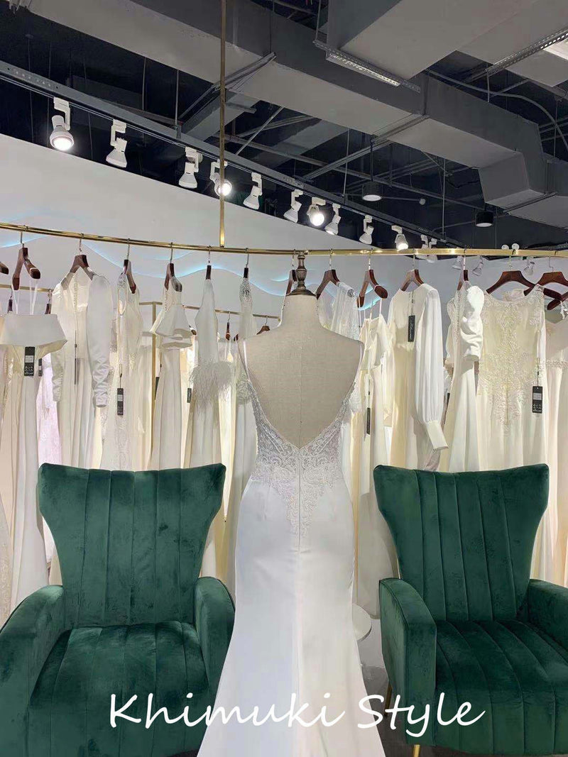 sexy v-back bridal dress